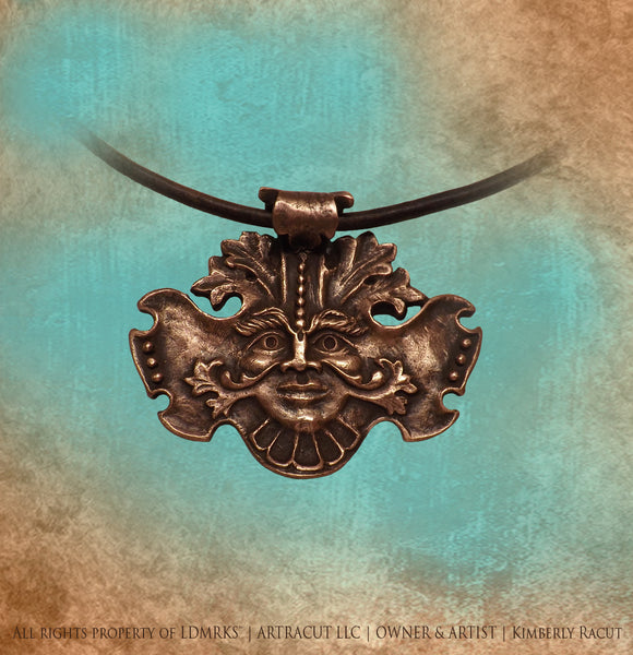 Perry-Payne Copper Pendant PPCN-I Natural Leather Grey Cord