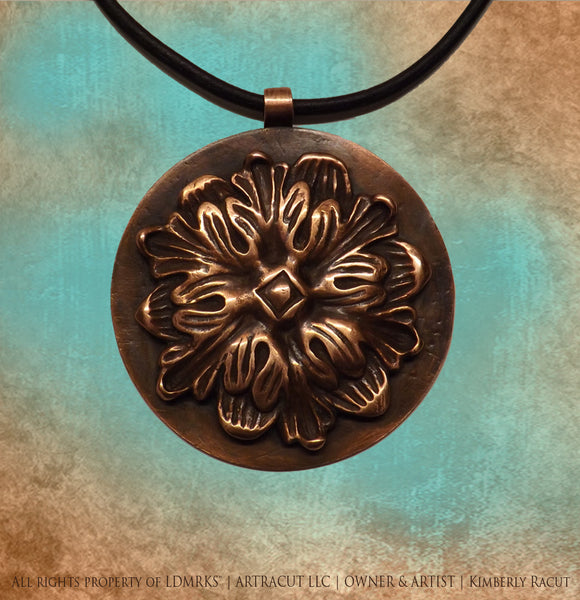 Cleveland Trust Company Copper Pendant CTN-I  with Genuine Natural Black Leather Cord Necklace