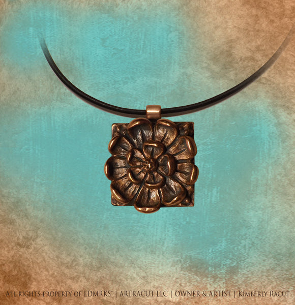 Florence Harkness Memorial Chapel Copper Pendant FHCCP-I with Genuine Natural Black Leather Cord