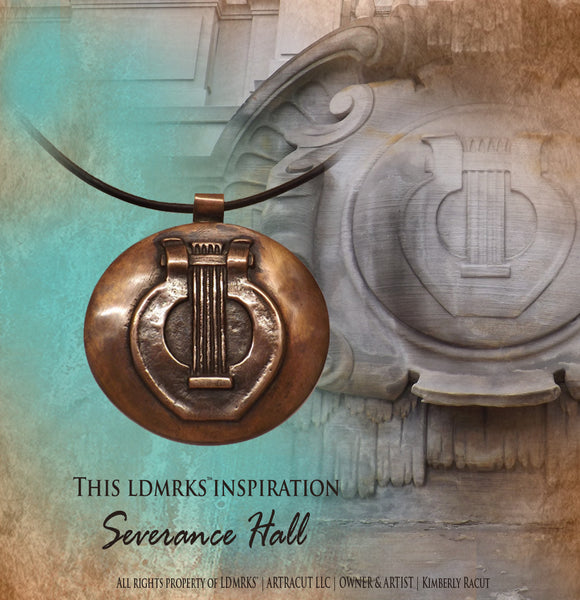 Severance Hall Copper Pendant with Genuine Natural Grey Leather Cord SHCP-I
