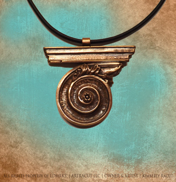Union Trust Company Copper Pendant UTN-I with Genuine Natural Black Leather Cord Necklace
