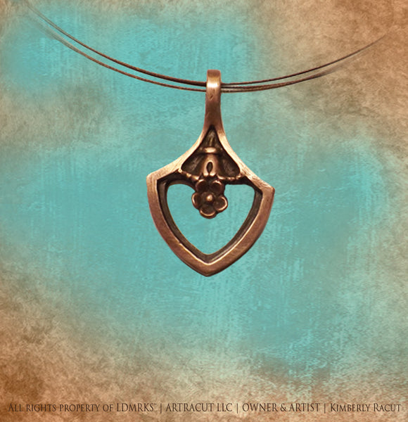 Cuyahoga County Courthouse Copper Pendant Necklace CCCN-I with Bronze Jewelry Wire