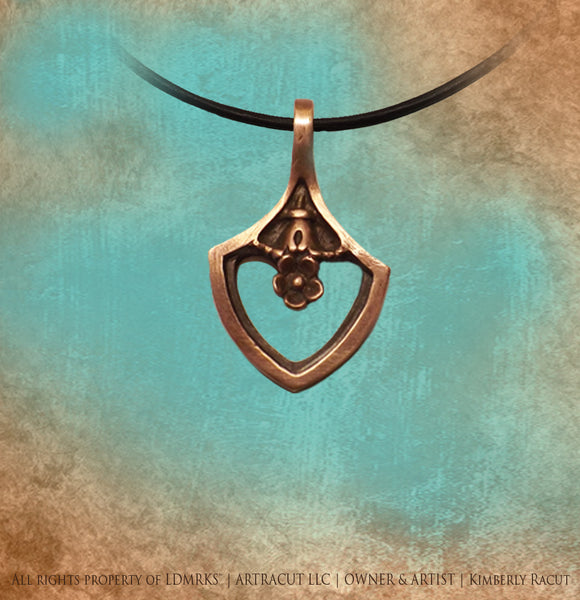 Cuyahoga County Courthouse Copper Pendant Necklace CCCN-I with Natural Black Leather Cord
