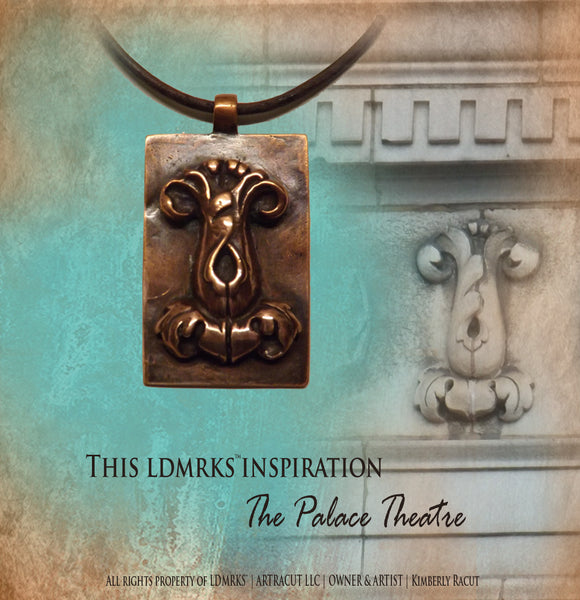 LDMRKS Palace Theatre Copper Pendant PTN-II with Genuine Natural Grey Necklace